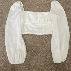 Princess Polly- white puffy sleeve crop top